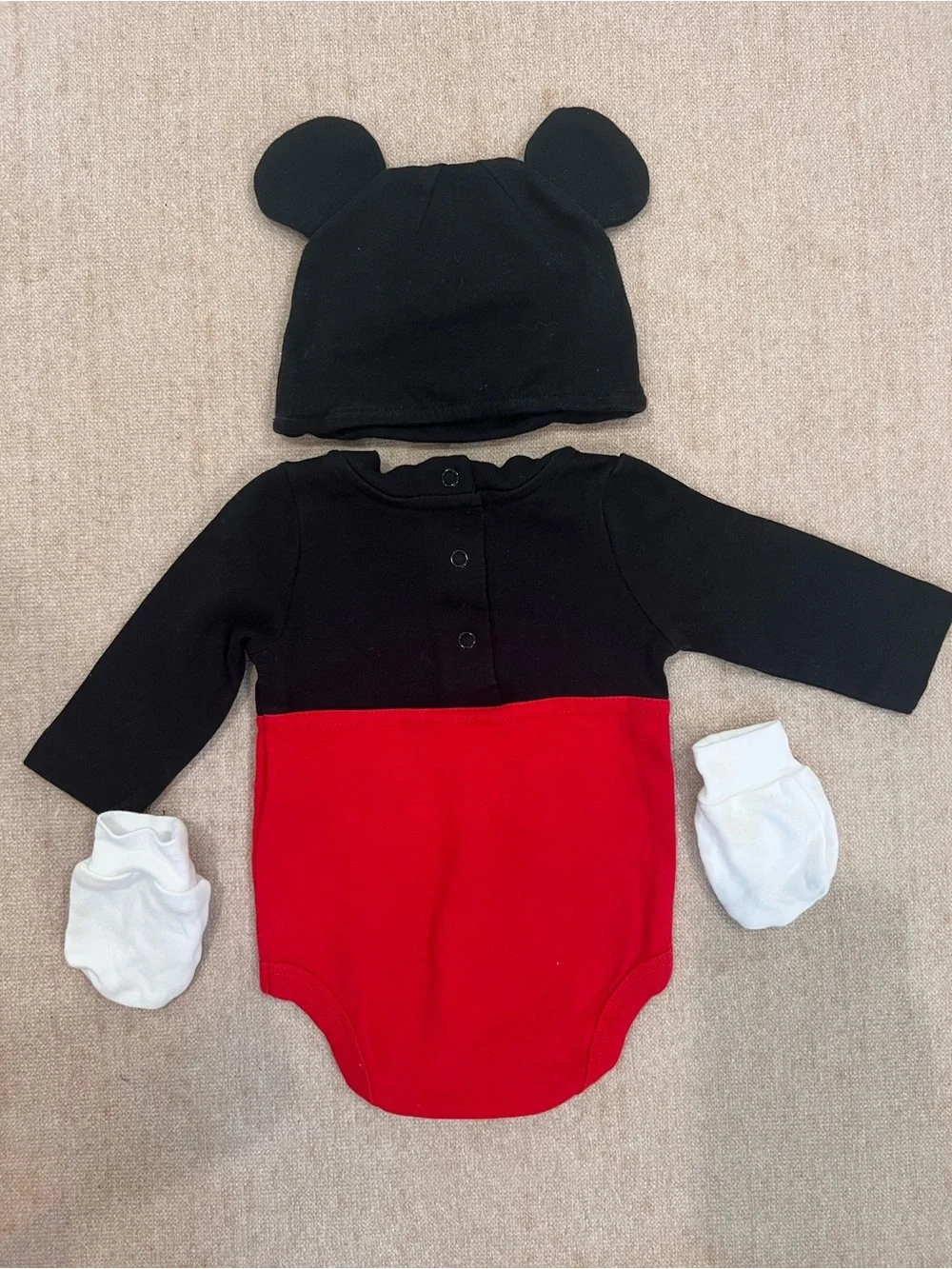 Disney Baby Mickey Mouse Bodysuit Outfit Set 3–6 M 100% Cotton Adorable Costume